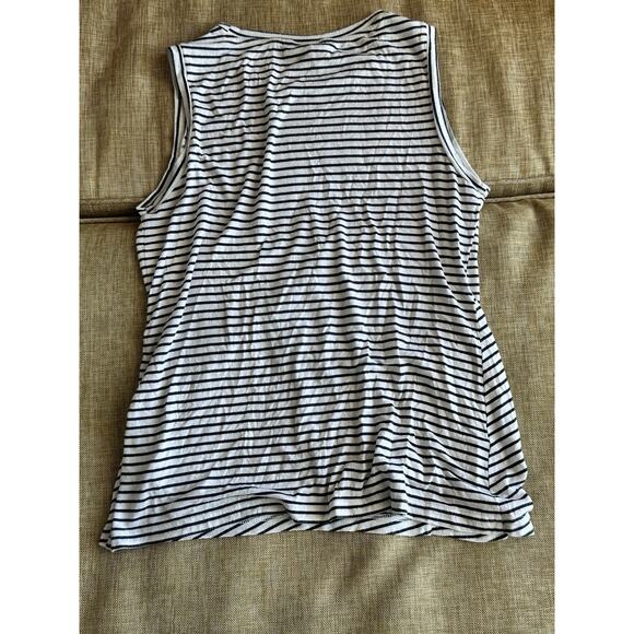 Banana Republic Women’s Soft-Stretch Modal Knit White Stripe Sleeveless Tank Top - Picture 3 of 9